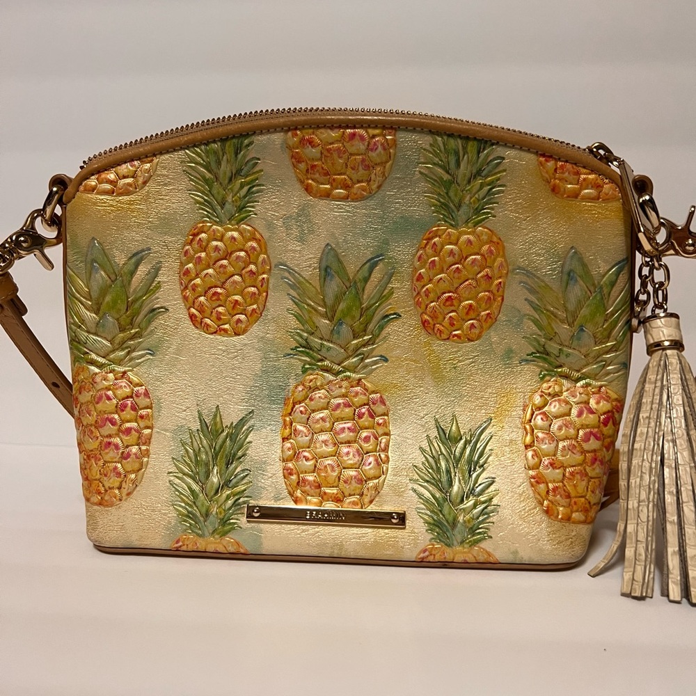 Brahmin leather pineapple print shoulder bag